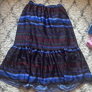 Banana Republic Blue and Black Ruffled Midi Skirt
